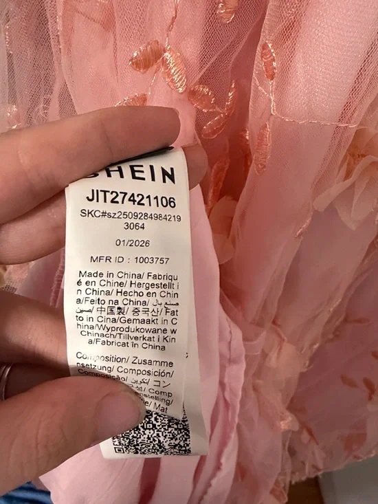 Blush Pink Floral Embroidered Tulle Fit & Flare Dress - Picture 5 of 7